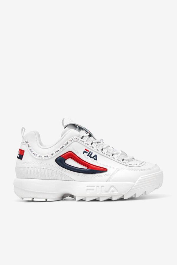 Fila Tenisky Panske Biele / Námornícka Modrá / Červené - Disruptor 2 Premium Repeat Chunky Vypredaj